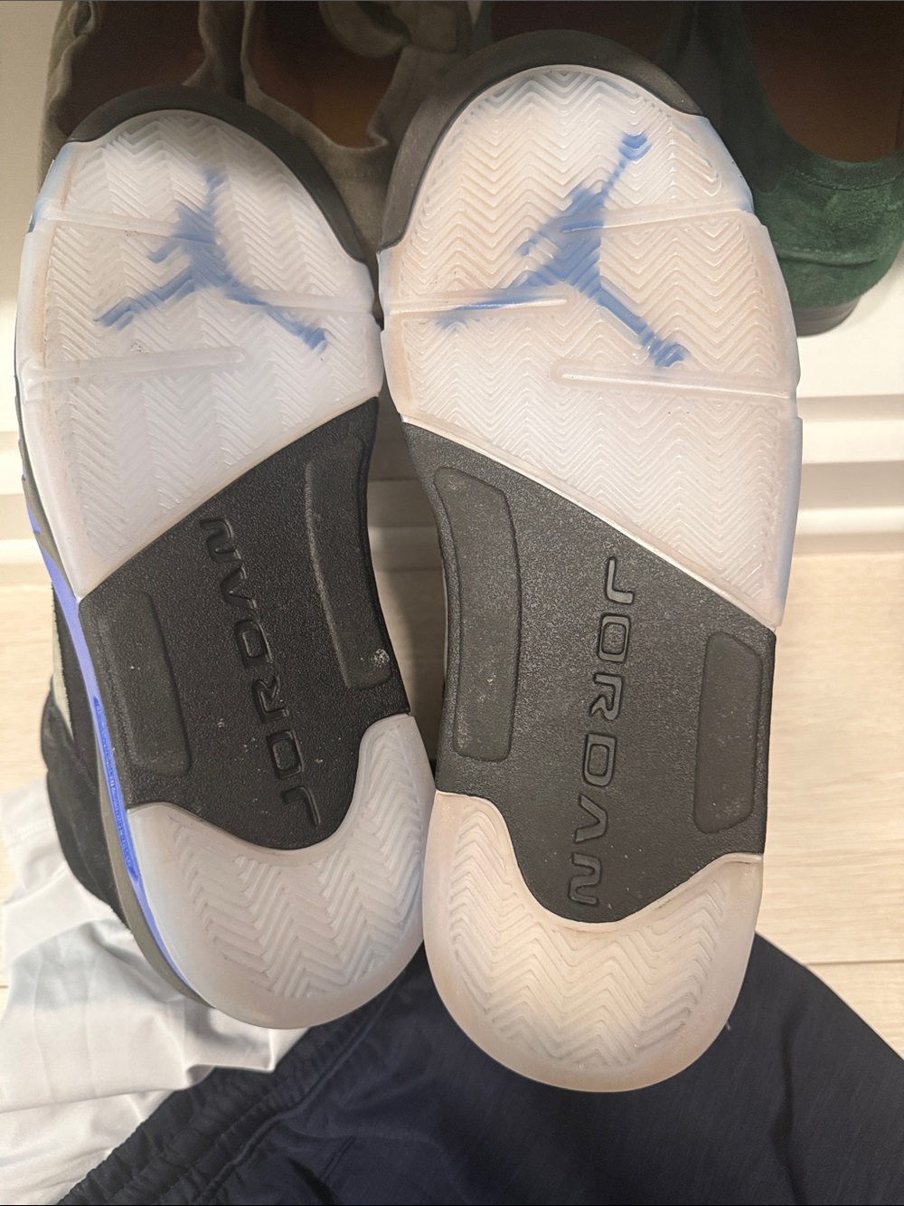 Jordan 5s retro Black and Blue Suede Racer Blue Basketball Sneakers - Picture 7 of 7